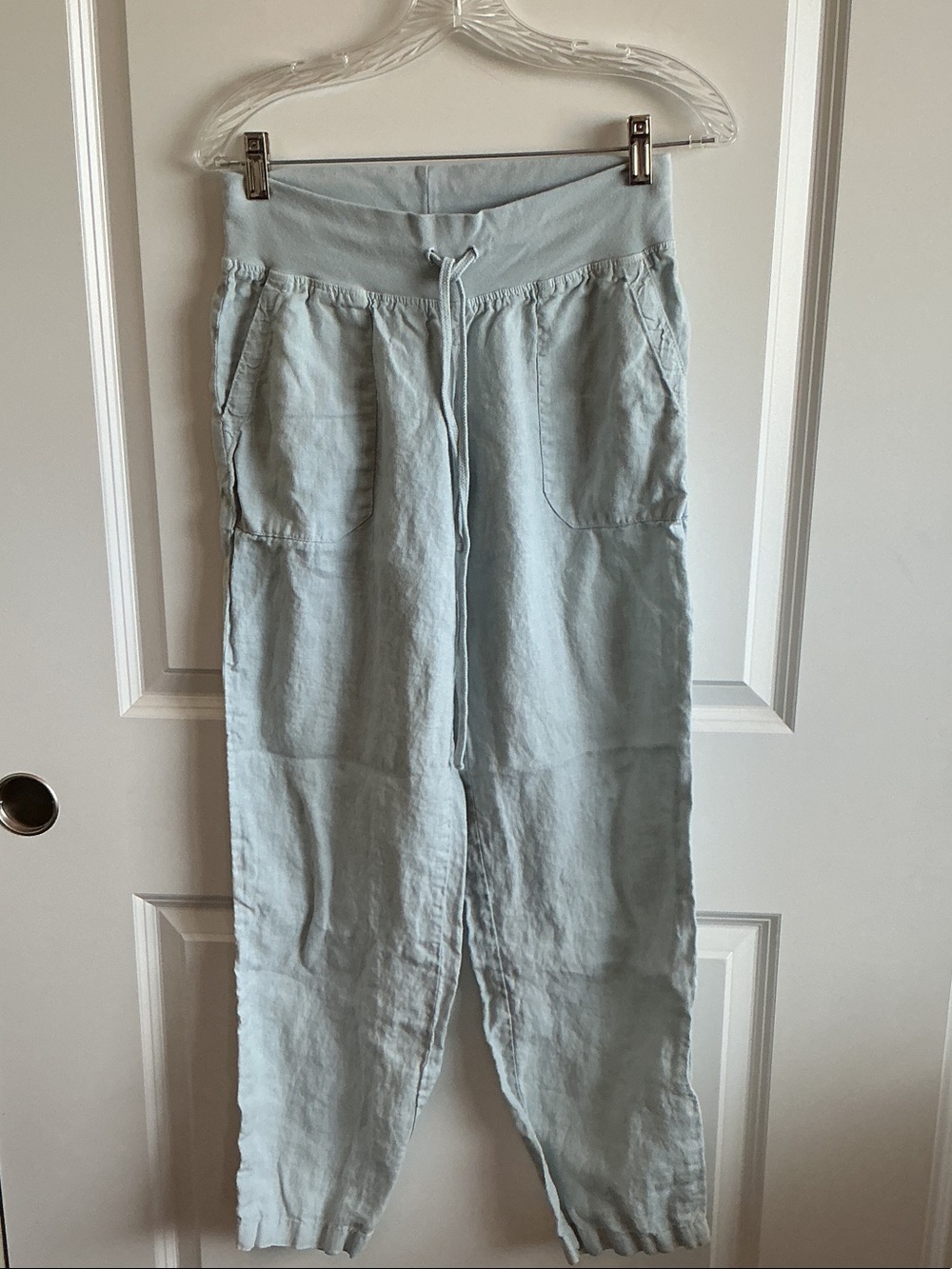 Hard Tail Light Blue Drawstring Linen-Blend Joggers